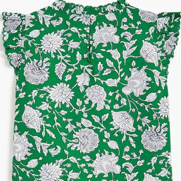 NWT J Crew Sleeveless Ruffle Top Green Picnic. - Picture 2 of 4